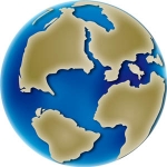 Image couleur du globe montrant le déplacement des continents 100 millions d'années